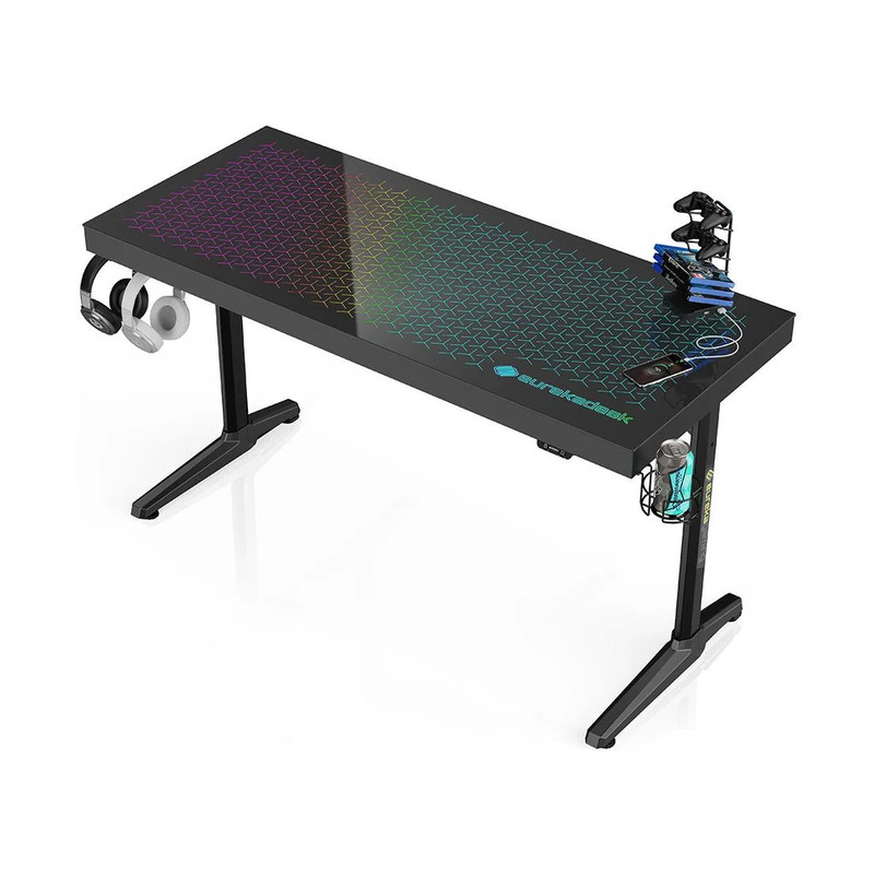 Eureka Ergonomic 55" RGB Gaming Desk - Black - طاولة